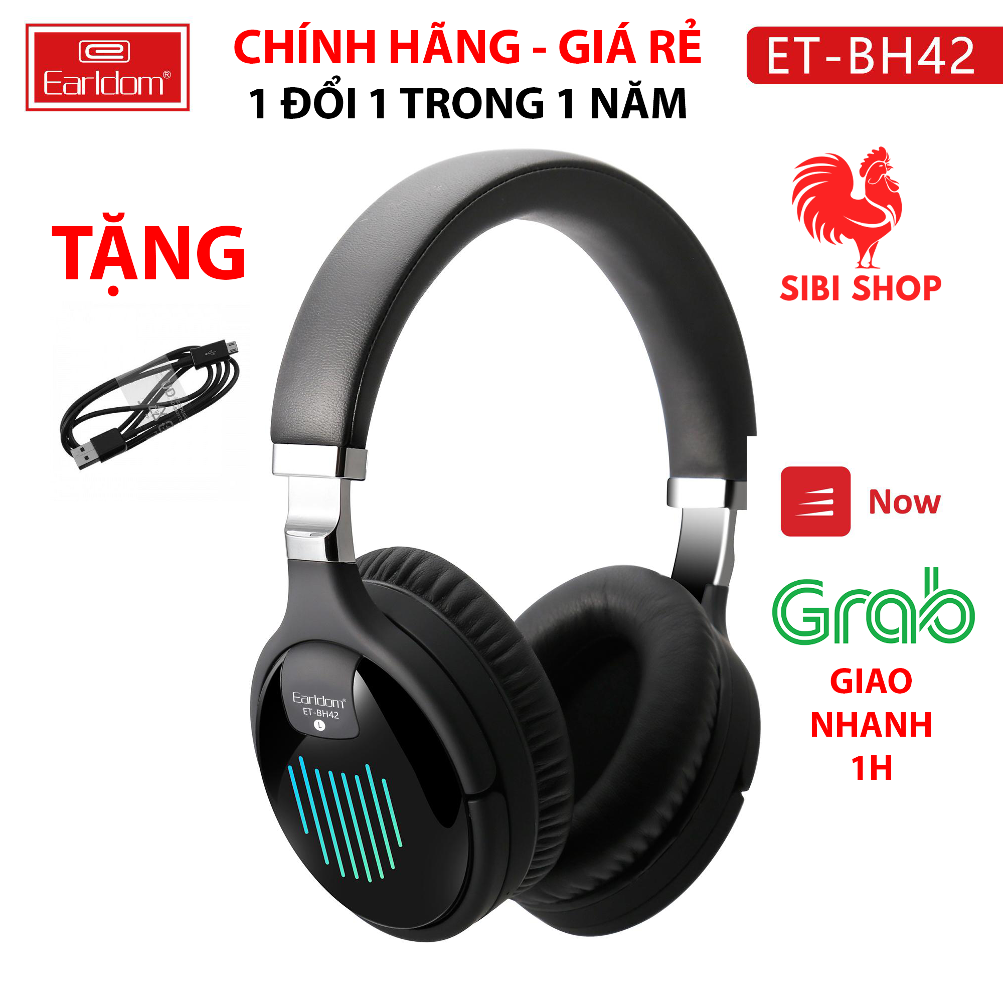 Tai nghe chụp tai buetooth earldom et-bh42 hỗ trợ bluetooth 5.0 không dây có micro để chơi game - bh 1 năm