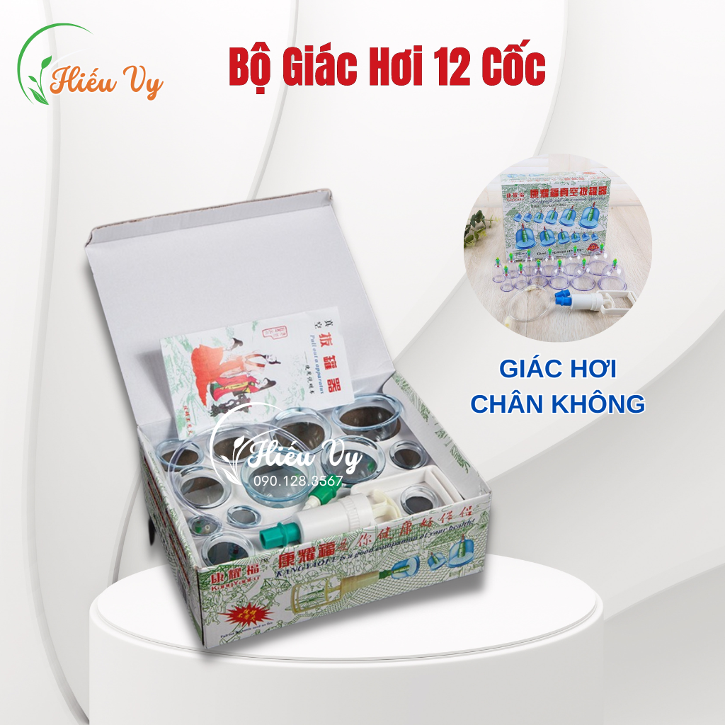 Bộ giác hơi chân không 12 cốc đủ phụ kiện | Bộ giác 12 cốc không dùng lửa