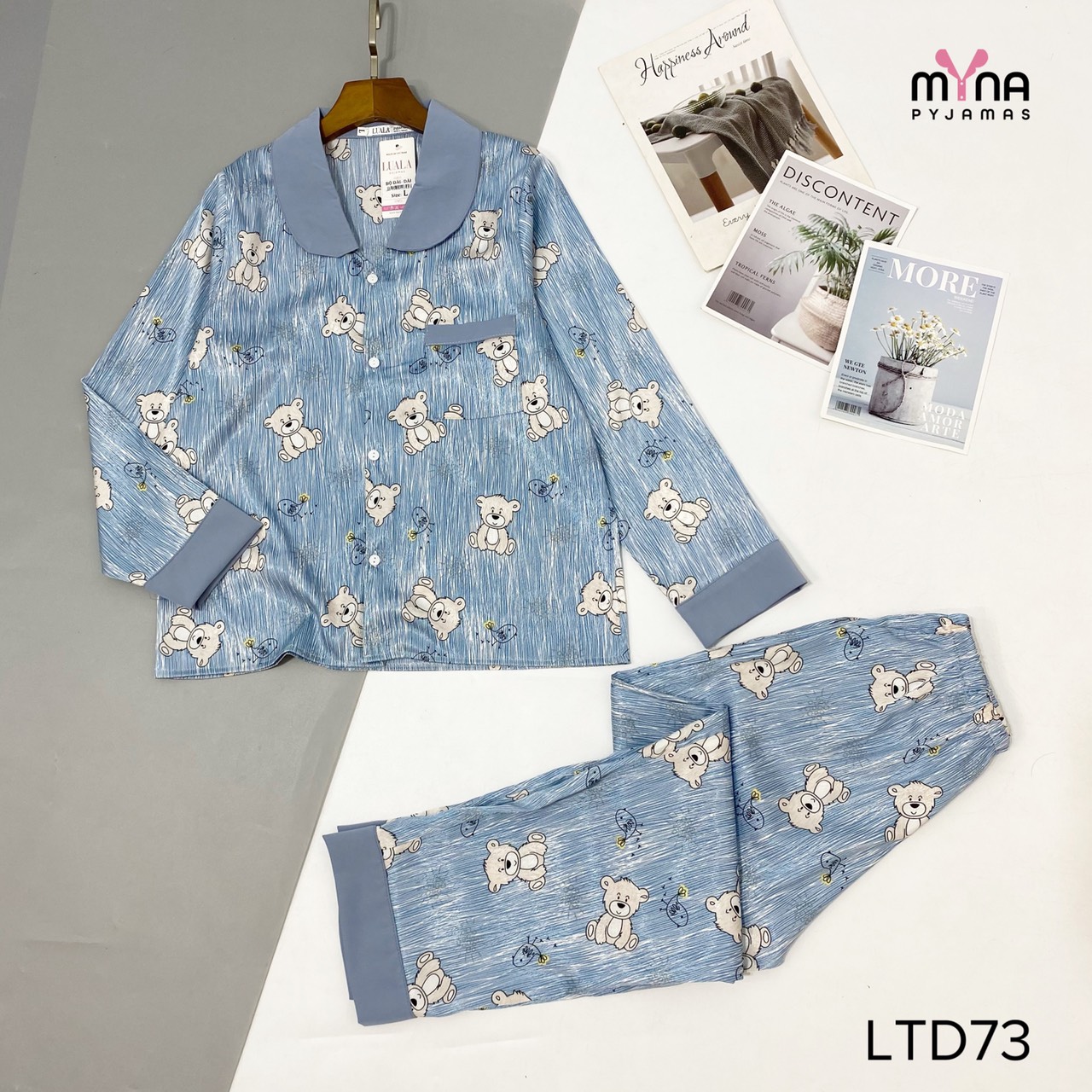 Set bộ lụa tay dài quần dài, đồ bộ pijama, bộ ngủ nữ tay dài chất lụa mango mềm mịn mát, không nhăn, có size từ 40-65kg