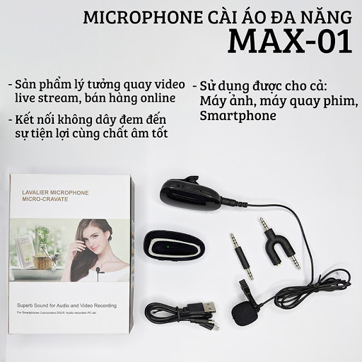 [HCM][SALE 50%] Micro đa năngMic karaokebluetoohMicro thu âmMicro Thu Âm Cài Áo không dây MAX-01sử dụng bluetooth tiện lợi cho Blogger Youtuber Streamer. Đầy đủ chức năng để thu âm bằng điện thoại máy quaynhỏ gọn.BH 6 THÁNG