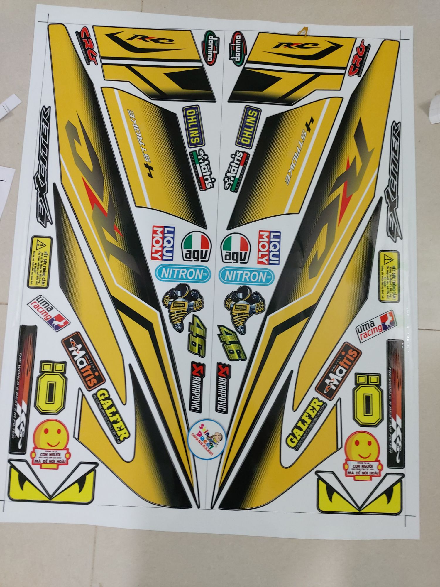 Tem exciter 2010 rc vàng đen