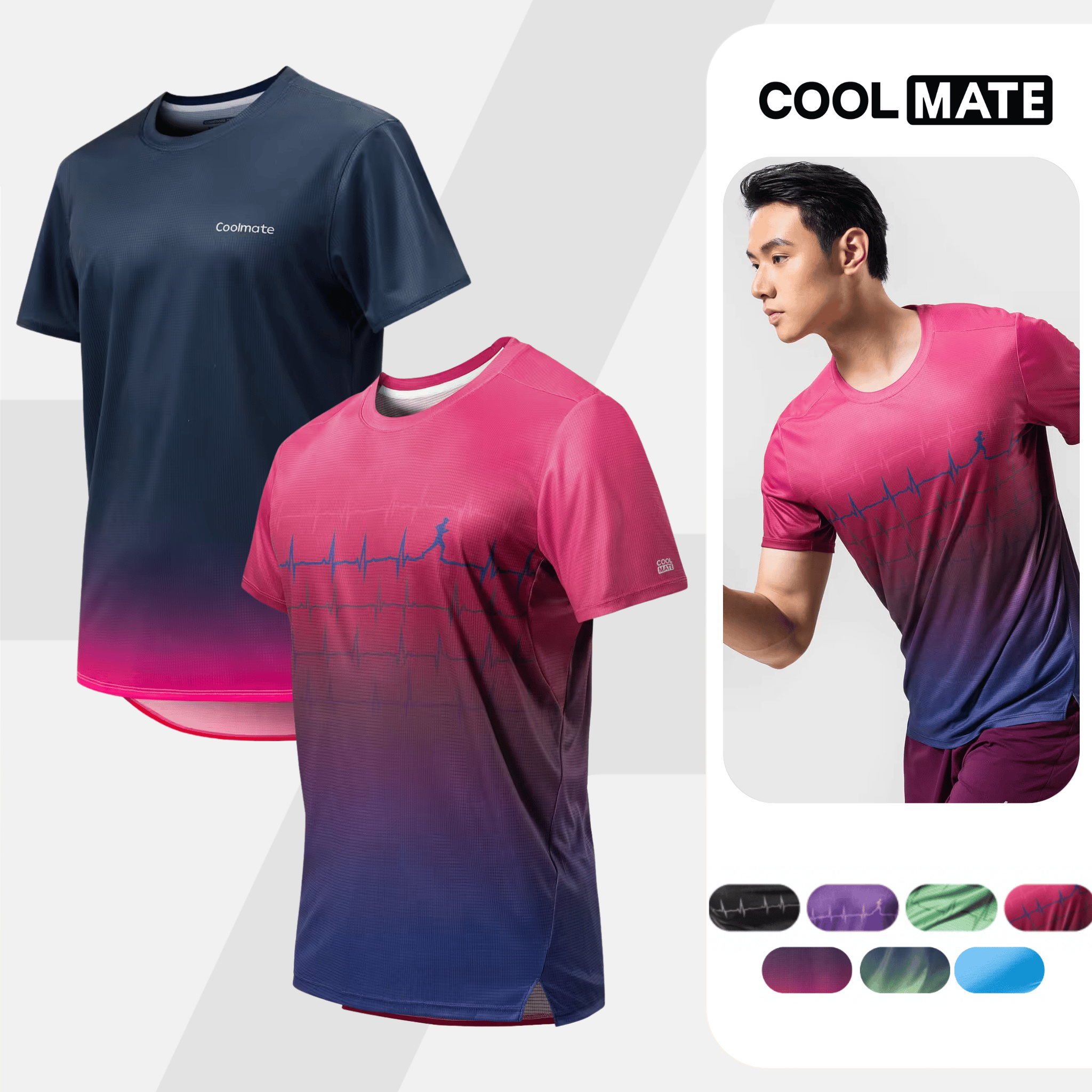 [TẶNG QUÀ ĐƠN TỪ 299K]Combo 2 áo thun thể thao chạy bộ siêu nhẹ thấm hút đa dạng màu sắc - Coolmate