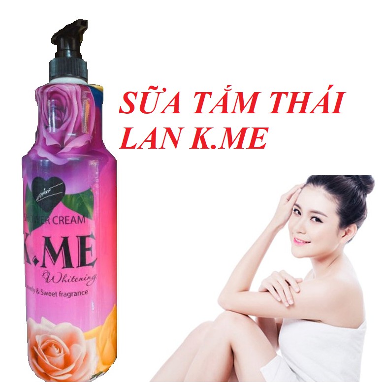 Sữa tắm trắng hương hoa hồng k.me thái lan dung tích 1200ml - chai sữa tắm trắng hương hoa hồng k.me thái lan dung tích 1200ml