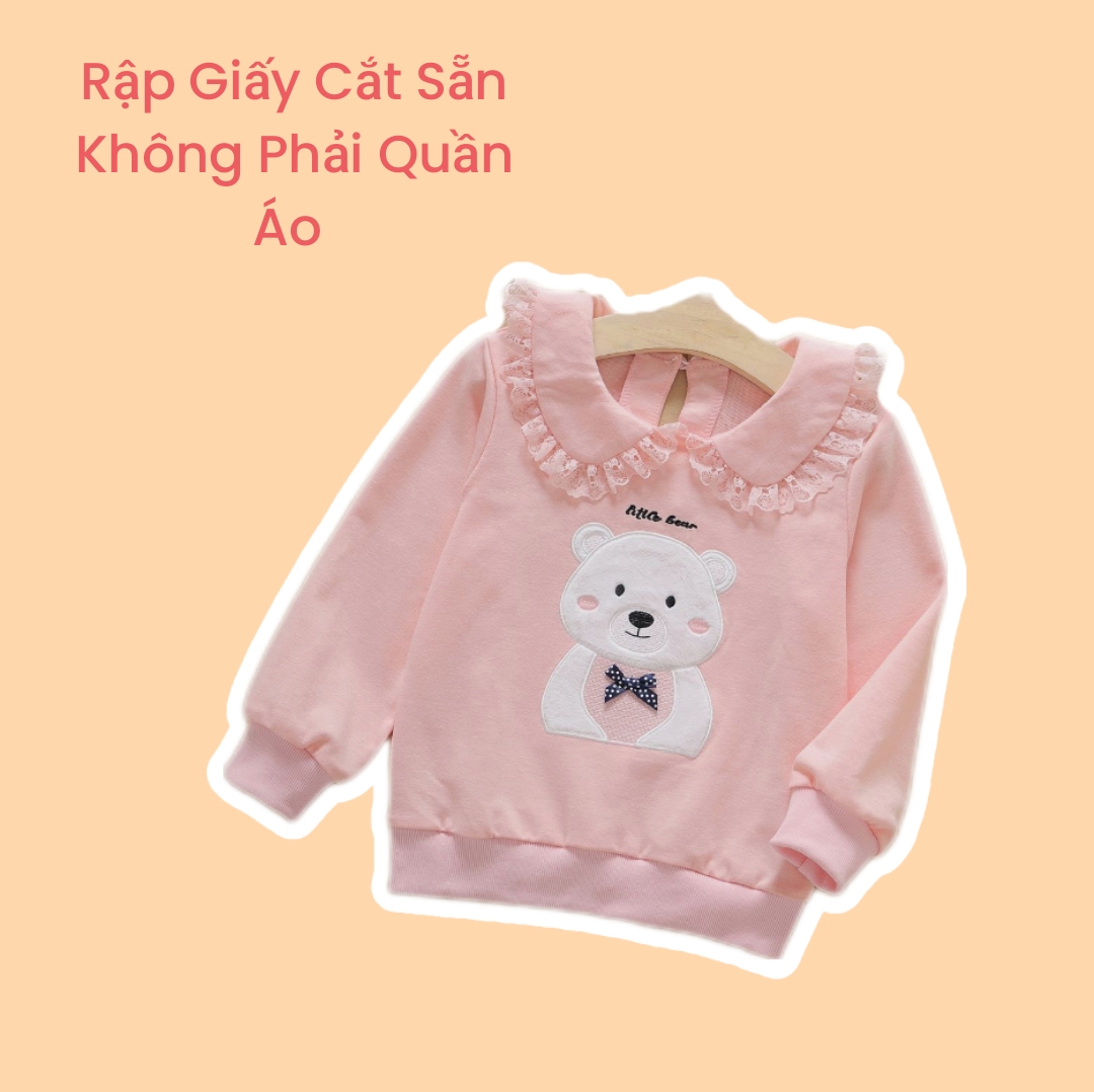 Rập giấy cắt sẵn - Rập giấy may áo thun dài tay cổ sen bé gái