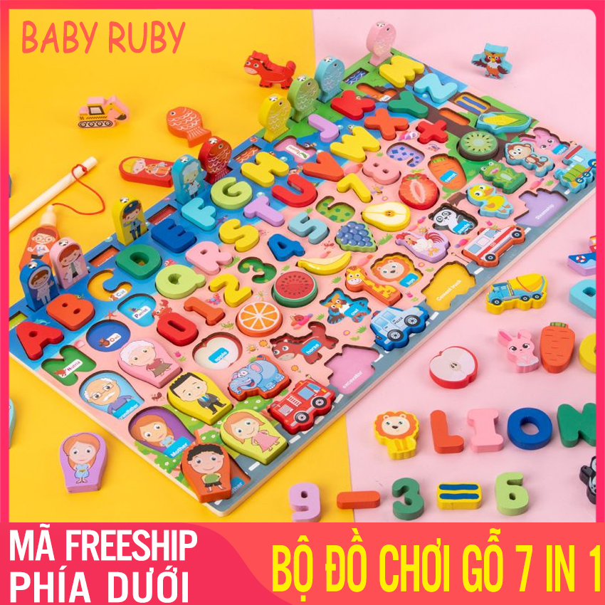 Đồ Chơi Gỗ Thông Minh - 7 trong 1, Giúp Bé Học Chữ, Số, Hoa Quả, Con Vật Phương Tiện Và Câu Cá -  Đồ chơi gỗ thông minh, Bộ đồ chơi câu cá và ghép số, Bộ đồ chơi câu cá trí tuệ, Bộ ghép số thông minh cho bé, bảng gỗ 6in1
