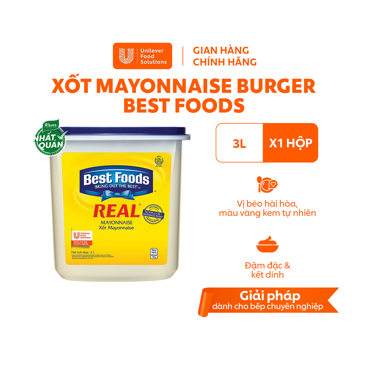 Xốt Mayonnaise Best Foods 3L - Chuyên Dùng Cho Nấu Ăn