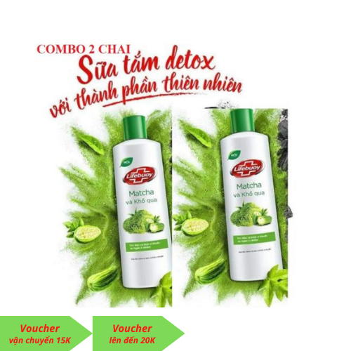 2 chai Sữa tắm lifebuoy (2x200g) Matcha và Khổ qua, sữa tắm diệt khuẩn lifebuoy 200g