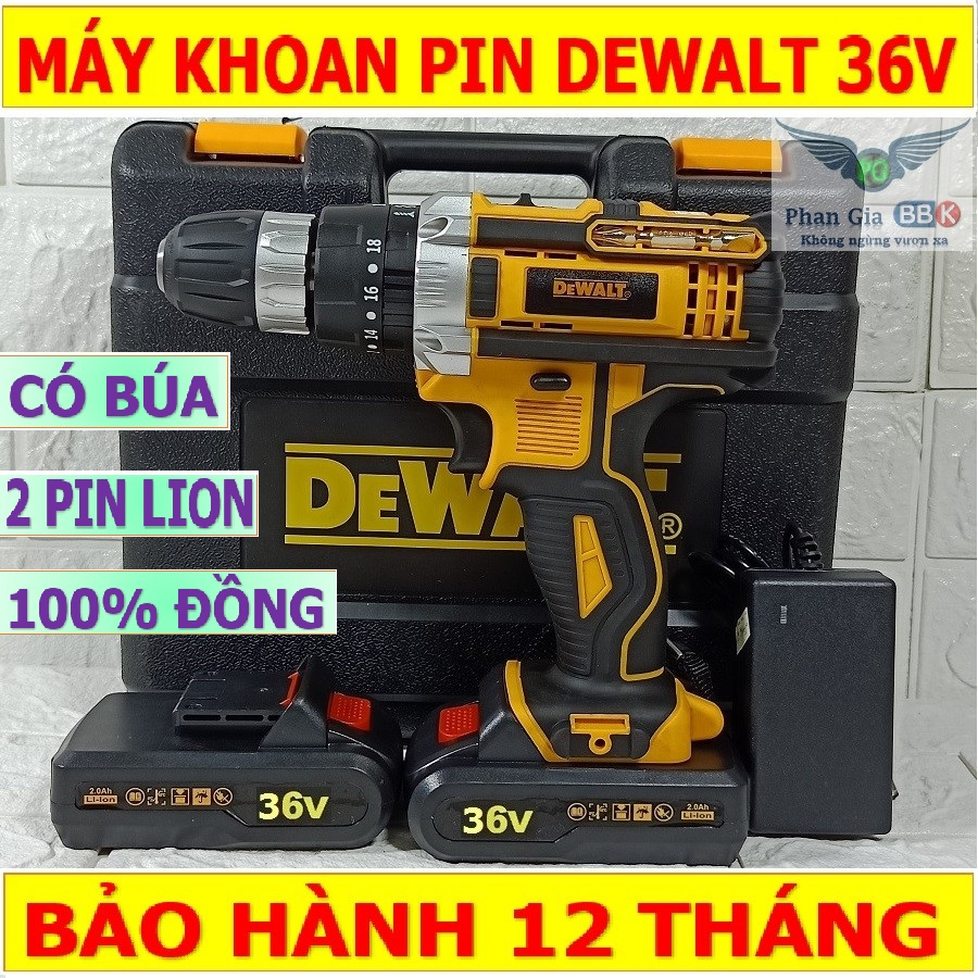 Máy khoan bê tông búa, máy khoan pin bê tông  búa, Máy khoan bê tông dùng pin DEWALT 36V  TẶNG 2 MŨI KHOAN - 2 PIN máy khoan pin, máy bắn vít, máy khoan cầm tay