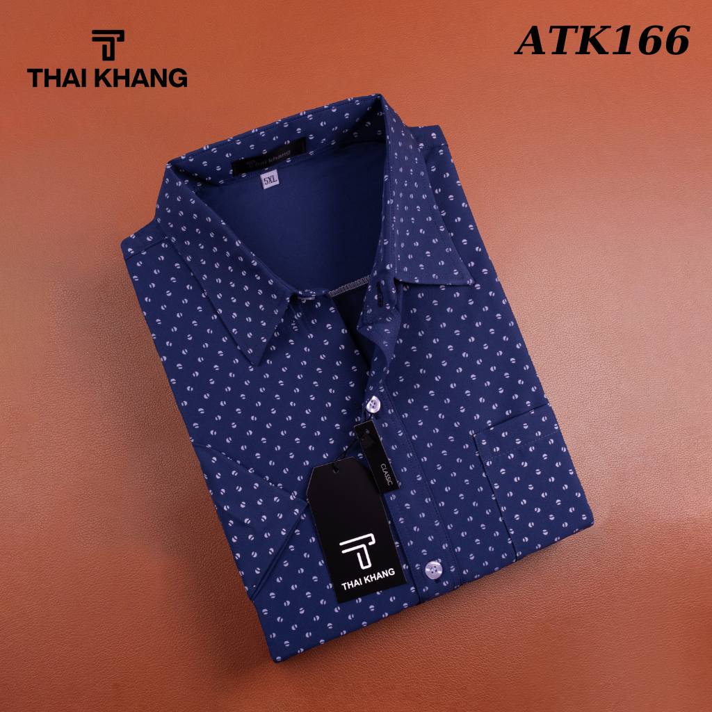  Áo sơ mi nam ngắn tay trung niên Thái Khang vải lụa co giãn mềm bề mặt mịn siêu form rộng classic ATK16 