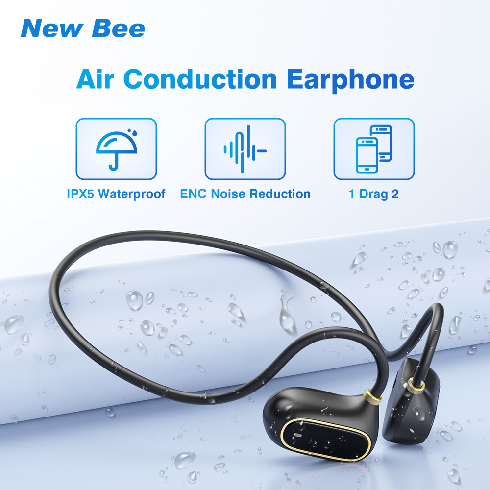 New Bee H1 Open Ear Air Conduction Earphones Bluetooth Earphones 8 Hours Sport Earphones IPX5 Waterproof Bluetooth 5.3 ENC Call Noise Reduction