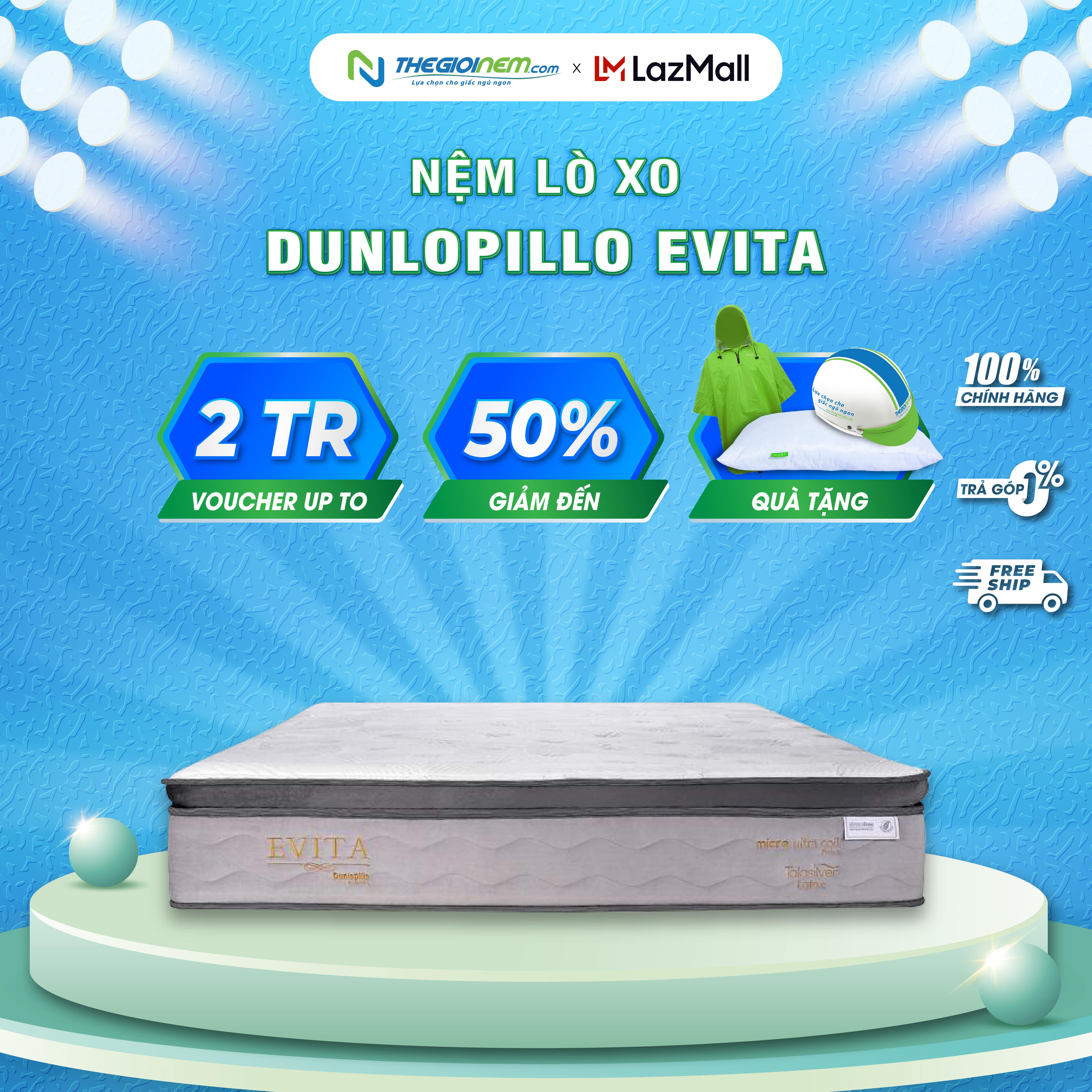 Nệm lò xo dunlopillo evita - new độ đàn hồi tối ưu - độ cao 28cm