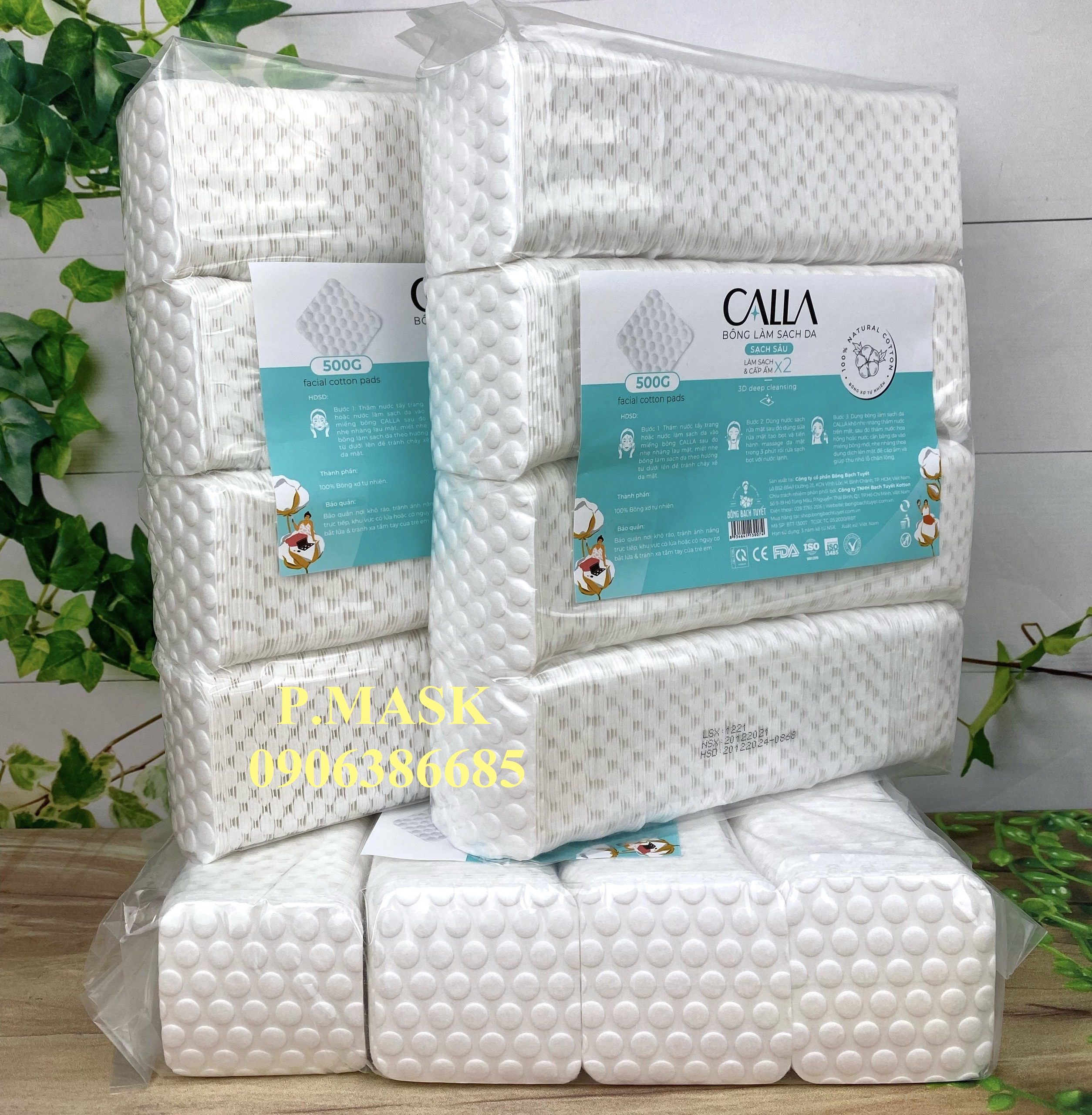 Bông Tẩy Trang Hạt Massage 500gr CALLA gói BÔNG BẠCH TUYẾT ( 6x6 )