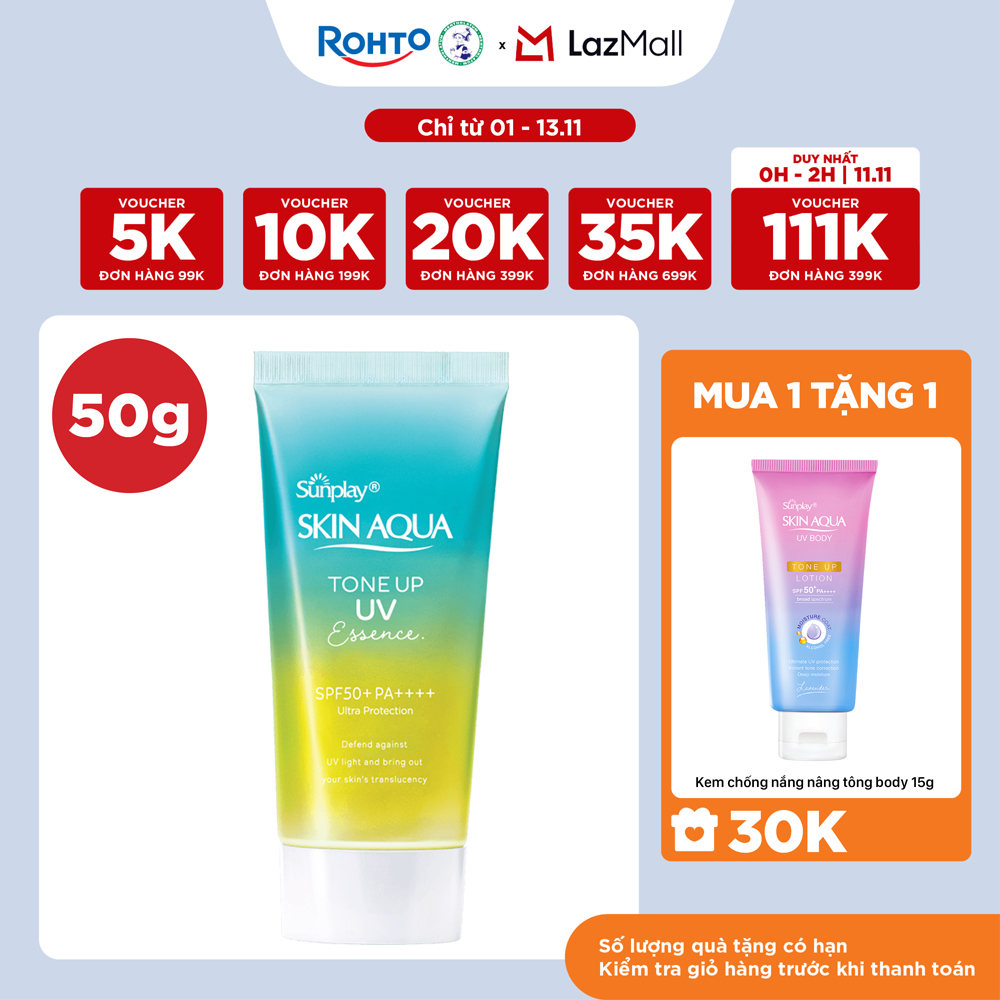 Kem chống nắng nâng tông Skin Aqua Tone up Mint Green cho da trắng có khuyết điểm đỏ, dạng tinh chấ