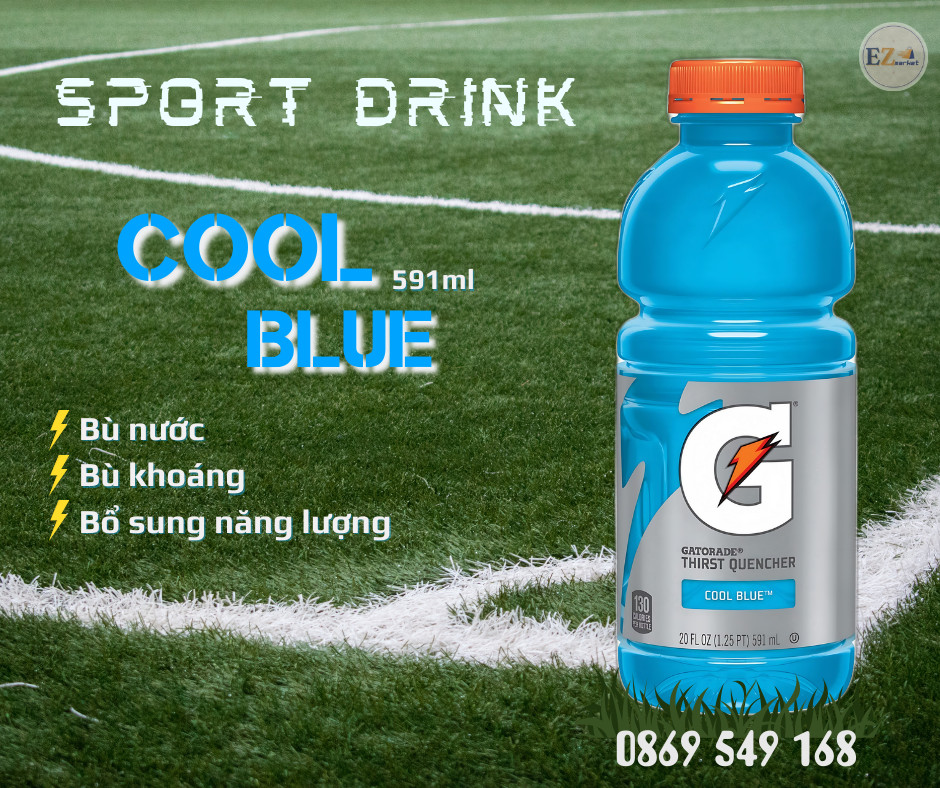 (lốc 8 chai) Nước giải khát thể thao Gatorade Cool Blue 591ml, Xuất xứ: USA