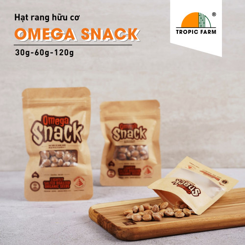 Omega Snack - Hạt Sacha Inchi Hữu Cơ Rang túi 60gr - Thực Phẩm Bổ Sung Omega 3-6-9 - Tốt Cho Người Ăn Chay, Vận Động Viên