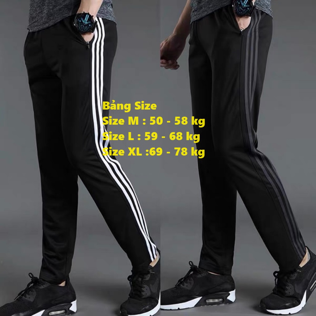 SALE - Q30 / Q31 - Quần Thể Thao, tập gym Nỉ Poly 2 da kiểu dáng 3 Sọc ống Suông Cho Cả Nam và Nữ (40-86kg) Form Chuẩn, Chất Umi Dày Đẹp thời trang phong cách năng động trẻ trung dễ phối đồ