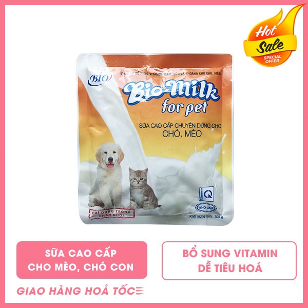Sữa dành cho chó mèo con sơ sinh Bio 100g - Sữa cho chó mèo Bio Milk For Pet