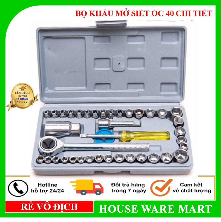 [SALE XẢ HÀNG ] Bộ dụng cụ sửa chữa 40 món, bộ khấu mở siết ốc và bugi 40 chi tiết, bộ đồ nghề sửa chữa xe đạp, xe máy, đồ gia dụng, dụng cụ sửa chữa đa năng gia đình, vật dụng cần thiết cho mọi nhà