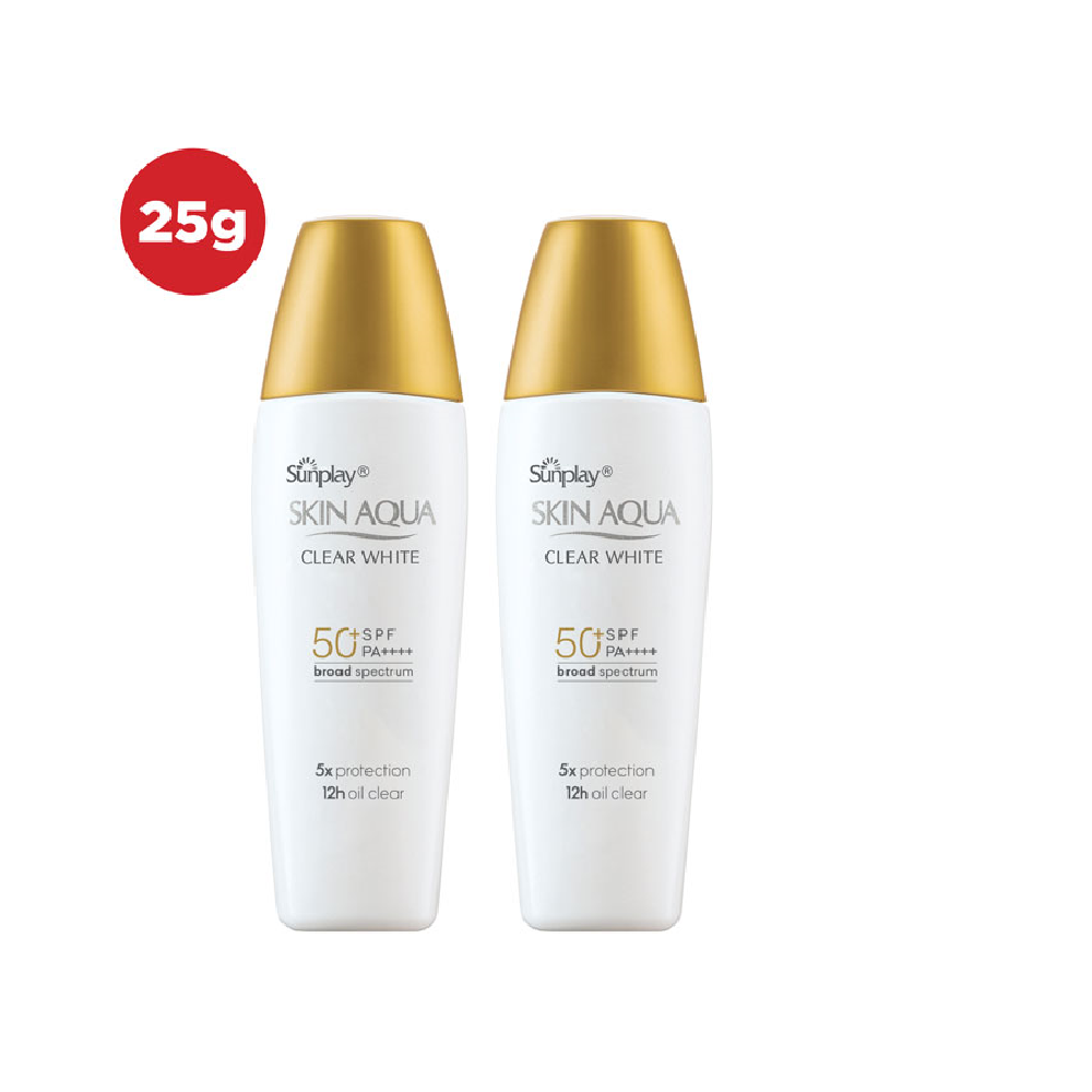   VB  Bộ 2 Kem chống nắng Skin Aqua dưỡng trắng kiểm dầu dùng hàng ngày dạng sữa Sunplay Skin Aqua Clear White Eco Việt Nam SPF50 PA++++ 25g 
