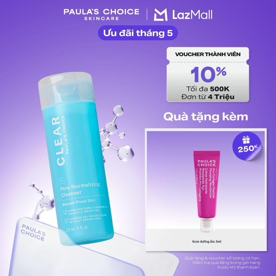 Sữa rửa mặt  dạng gel ngăn ngừa mụn và se khít lỗ chân lông Paula’s Choice Clear Pore Normalizing Cleanser 177 ml 6002