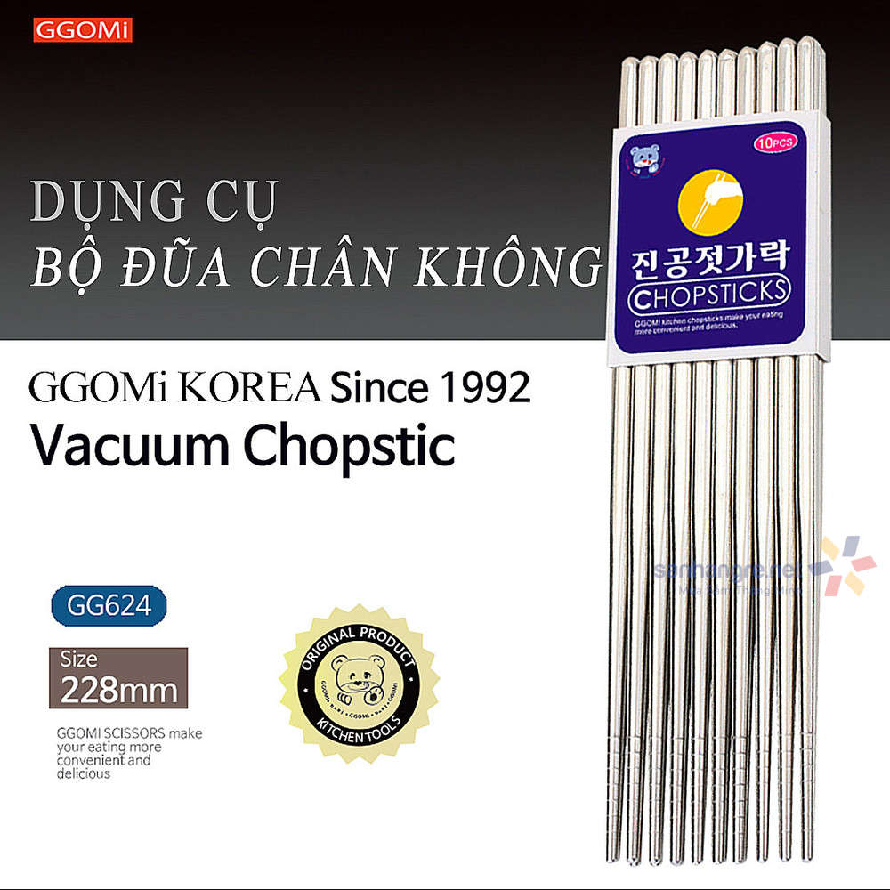 Bộ 10 đôi đũa inox dài 23cm ggomi hàn quốc gg624 - chuẩn hàn quốc