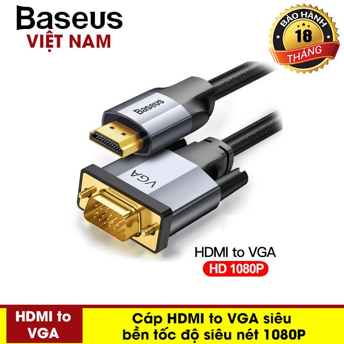 [BẢO HÀNH 12 THÁNG] Cáp HDMI to VGA 1080P HD dành cho máy chiếu PS4 PC TV Box - Thương Hiệu Baseus