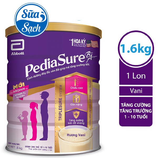 [HCM]Sữa Bột Pediasure B/A Hương Vani 1.6Kg Date Mới