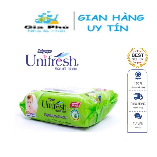 Khăn giấy ướt 80 tờ dành cho trẻ em Unifresh cao cấp nha đam và vitamin E