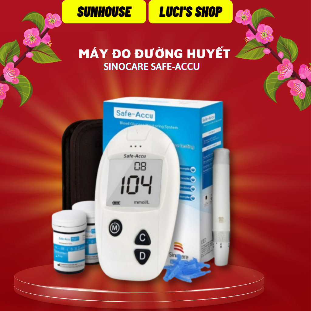 Máy đo đường huyết Sinocare Safe-Accu Tặng 50 que và 50 kim