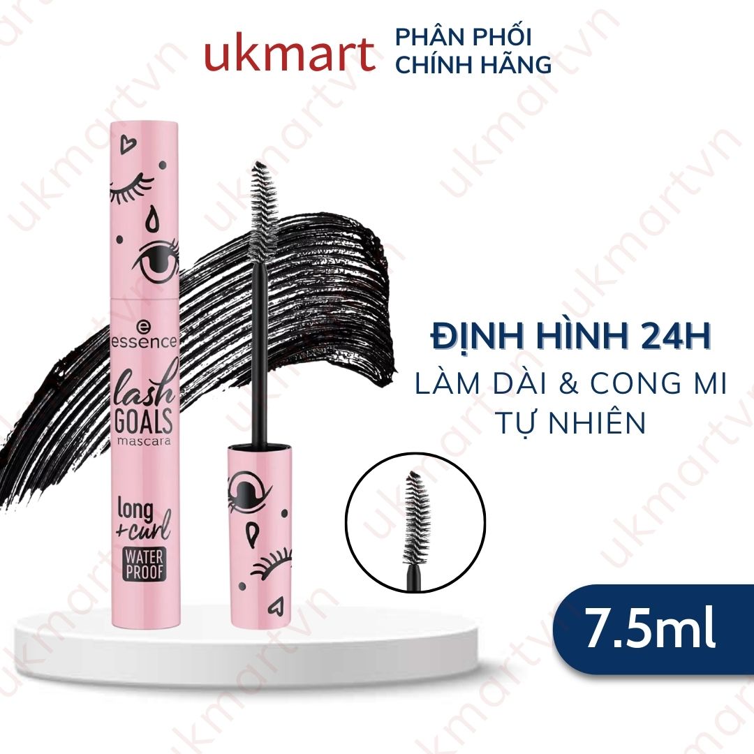 Mascara Essence Lash Goals Volume Curl Waterproof chuốt mi làm dài và làm dày mi không gây bết dính 7,5ml