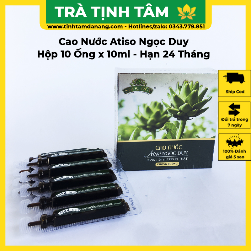 Cao atiso nước không đường Ngọc Duy hộp 10 ống x 10 ml hỗ trợ thanh lọc cơ thể, đặc sản Đà Lạt làm quà