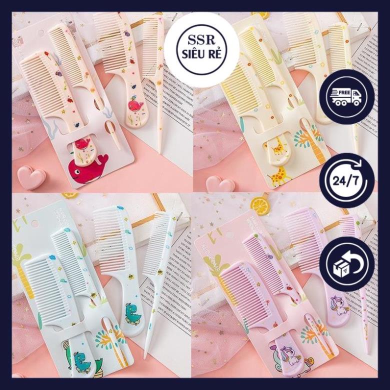 Combo 2 lược chải tóc nhựa họa tiết cute
