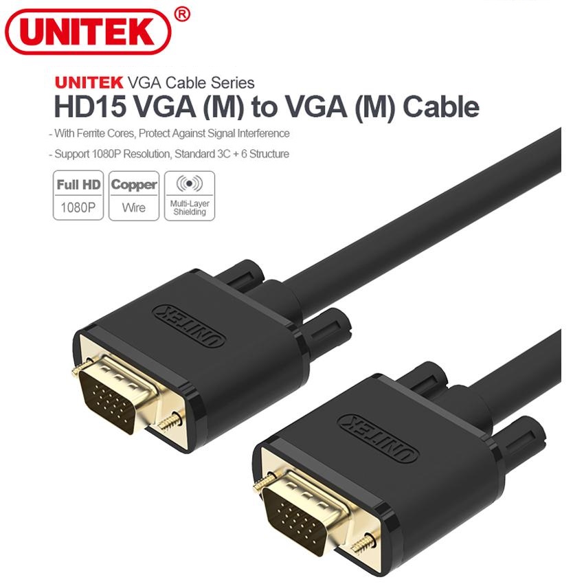 Dây cáp màn hình vga full hd unitek y-c503g / y-c503a dài 1,5m