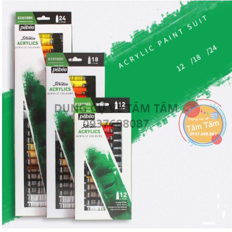 Màu acrylic pebeo bộ 12 màu 24 màu , acrylic pebeo - dụng cụ vẽ tâm tâm