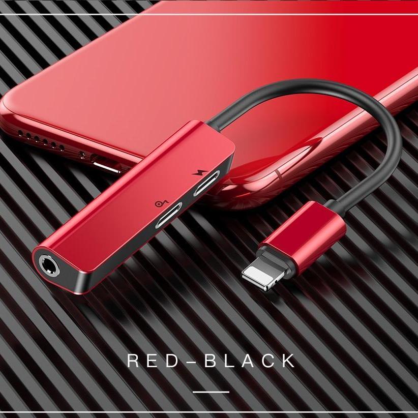 Adapter chuyển âm thanh Baseus L52 Cho iPhone Xs Max Xr X 8 7 1 đầu linghting ra 2 đầu Lightning và cổng 3.5 mm Vừa sạc vừa nghe nhạc chơi game - Phân phối bởi Vietstore