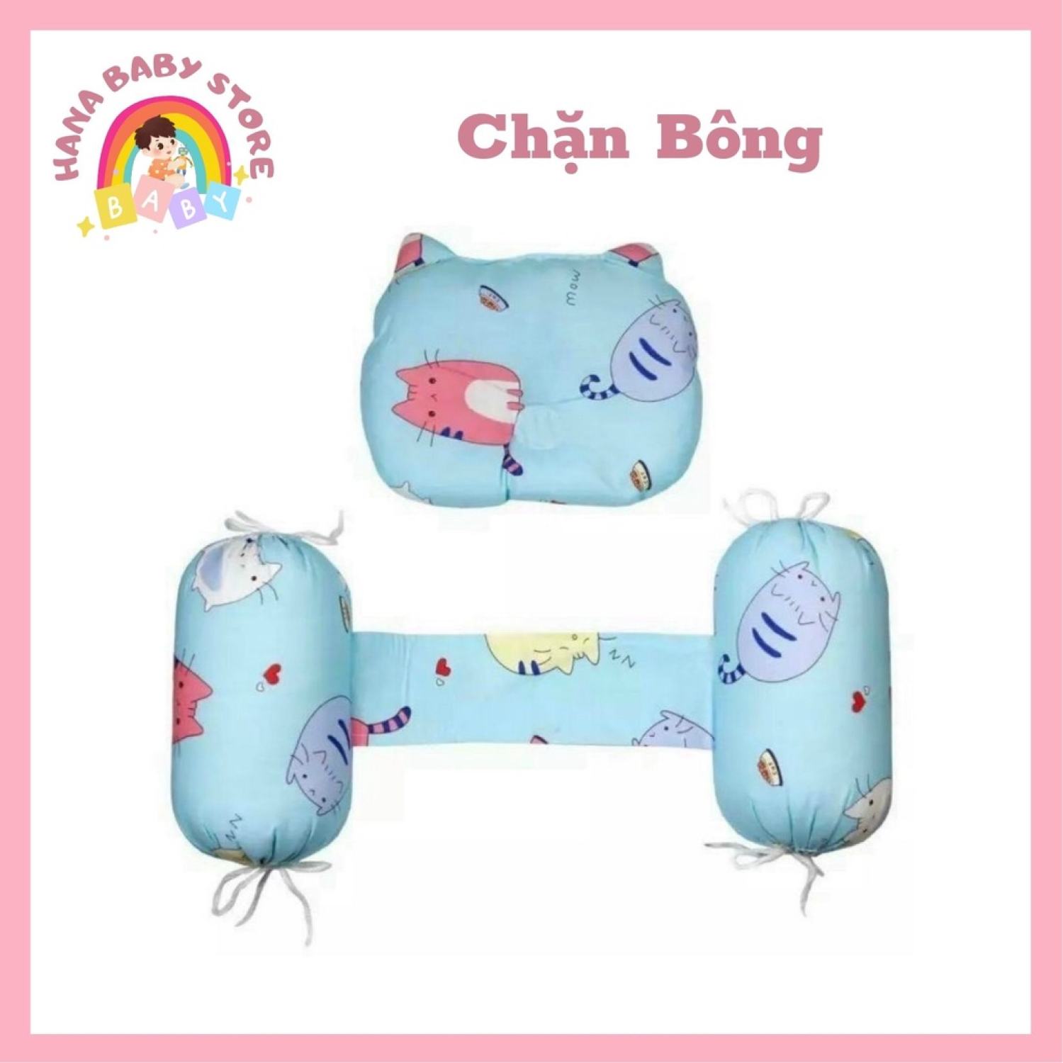 Bộ chặn bông kèm gối hoạ tiết dễ thương cho bé