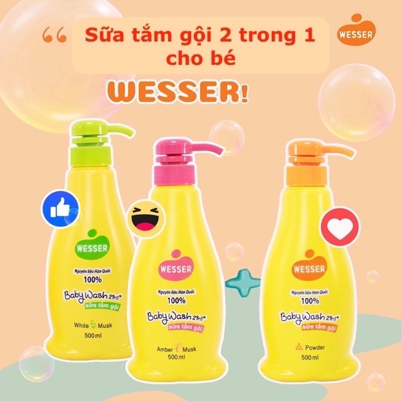 Sữa tắm gội Wesser thơm dịu nhẹ cho bé
