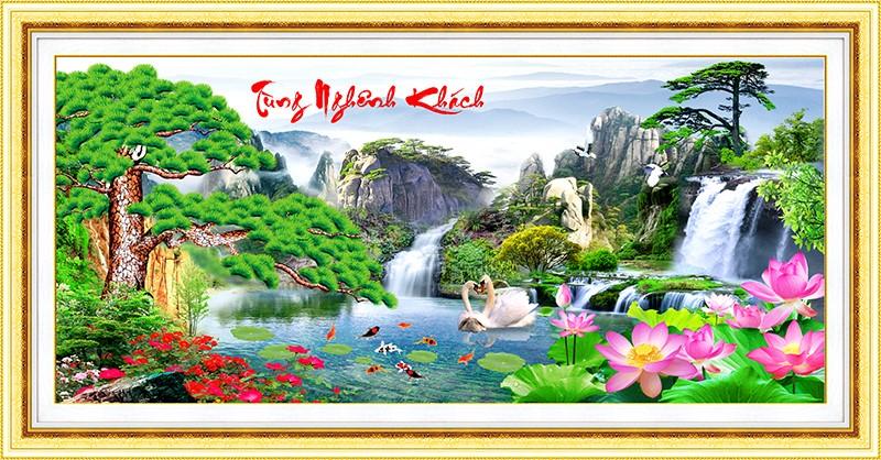 Tranh đính đá venus Tùng Nghênh Khách VS207 kích thước 150x72cm