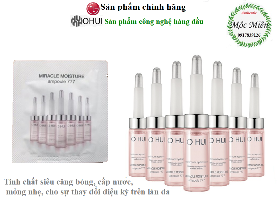 [Date 2026]Combo 10/30/60/120 gói huyết thanh 777 phục hồi hoàn hảo căng bóng cấp nước dưỡng ẩm trắng hồng  OHUI Miracle Moisture Ampoule 777 1ml sample