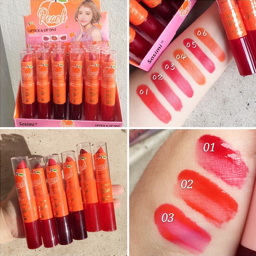SON SASIMI PEACH 02 ĐẦU LIPSTICK VÀ LIP TIPTINT
