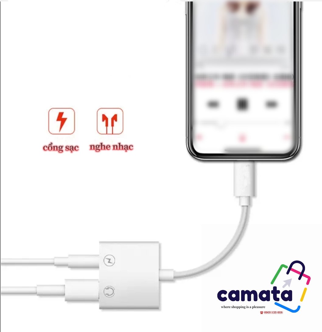 [HCM] Jack Chuyển Đổi iphone CAMATA MH030 Vừa Sạc Vừa Cắm Tai Nghe 3.5 (Chia 2 Cổng Chân Lightning Cho Các Dòng iPhone) cáp chia cổng lightning