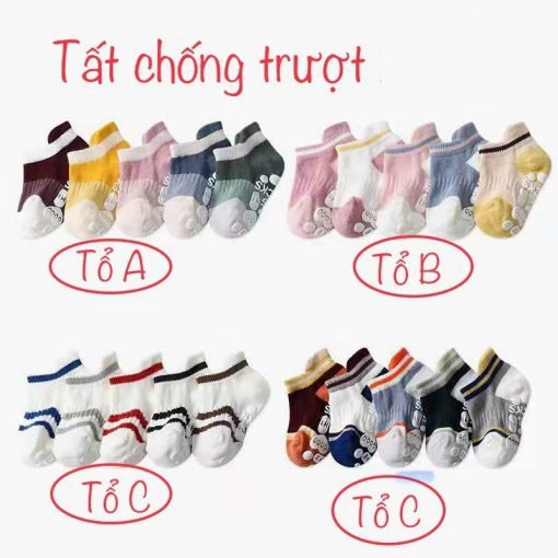 Set 5 đôi vớ tập đi cao cấp, chống trượt an toàn cho bé 6 đến 24 tháng