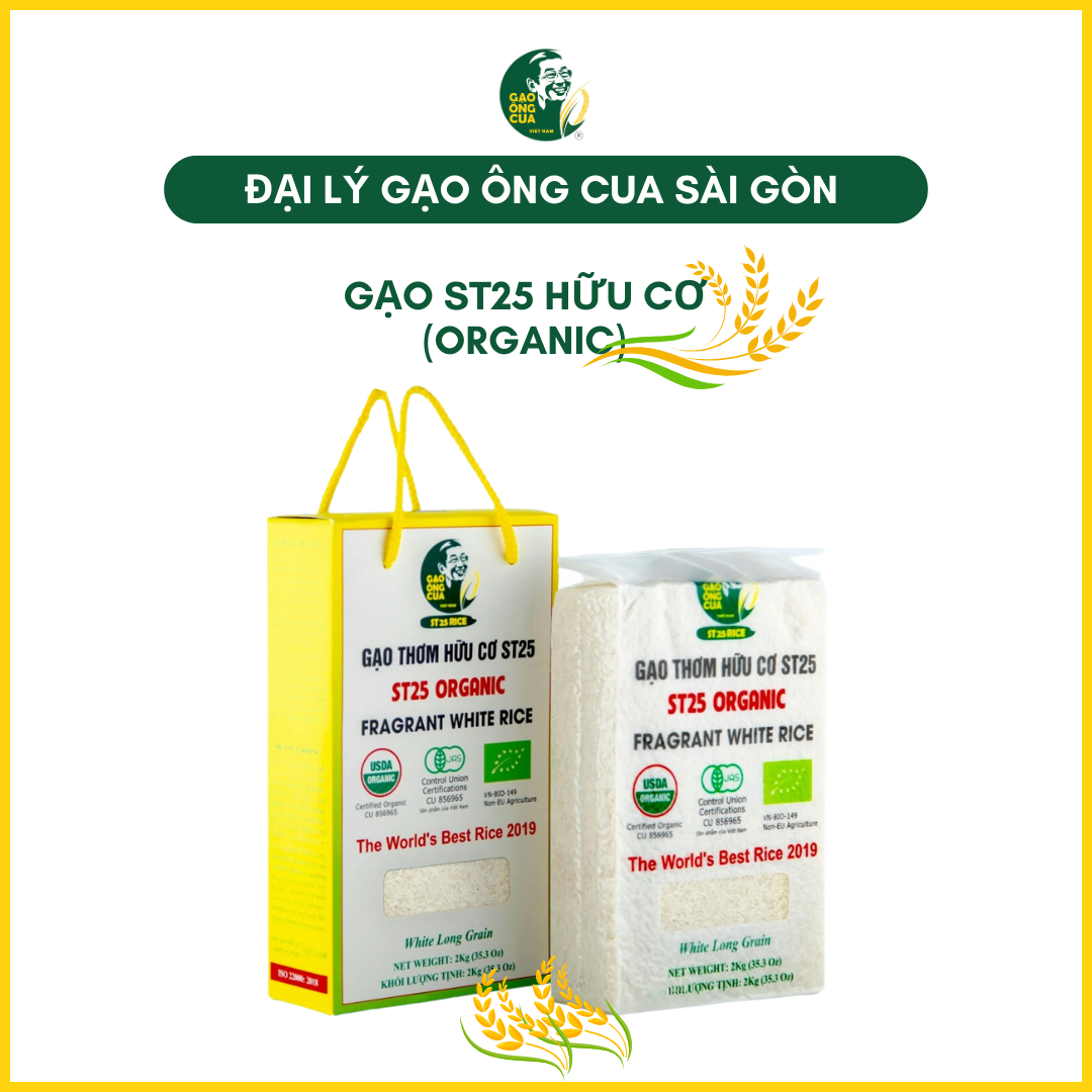 Gạo ông cua st25 organic - hộp 2kg