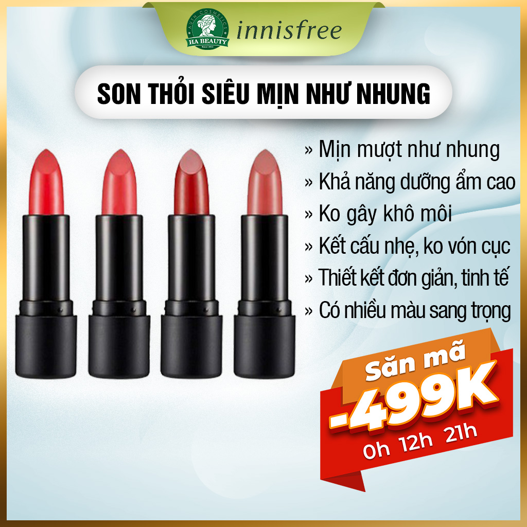Son thỏi nhiều màu đẹp có dưỡng ẩm môi mịn mượt như nhung Sang trọng The Face Shop fmgt Rouge Satin Moisture 3.6g