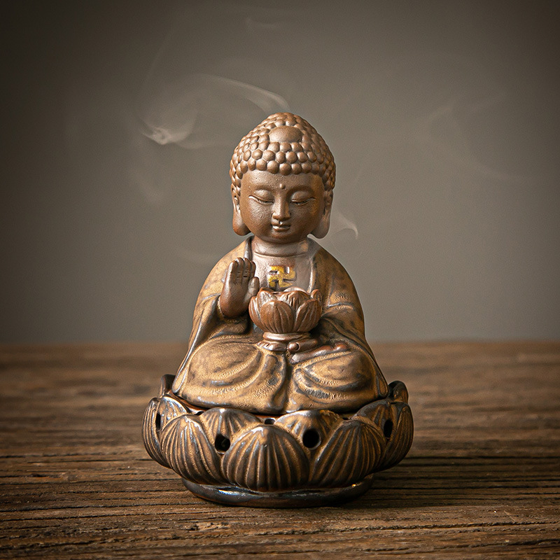Lư xông đốt trầm hương đa năng, lư gốm sứ cao cấp tượng phật adida xông trầm hương