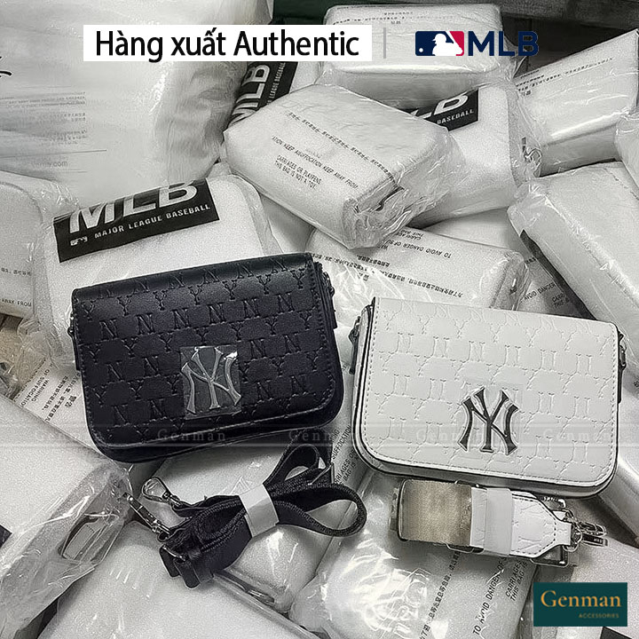 Túi mlb ny da in vân chữ cao cấp, chất liệu da sang trọng, túi xách nữ mlb ny hàn quốc
