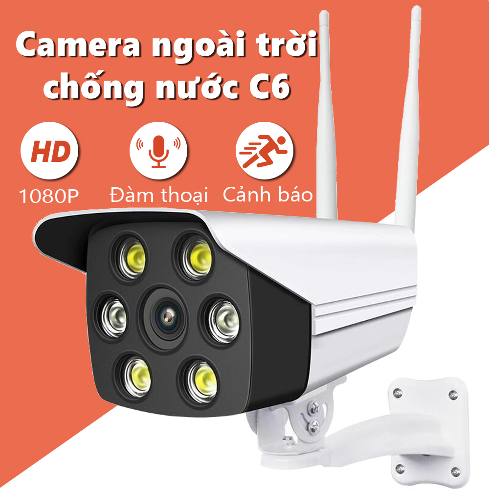 Camera ngoài trời chống nước - Camera an ninh - Camera C6 Chống Trộm Có Độ Phân Giải 1080P/4MP Siêu Nét, Có Đèn LED - Đèn Hồng Ngoại Ban Đêm, Thoại 2 Chiều, Phát Hiện Chuyển Động