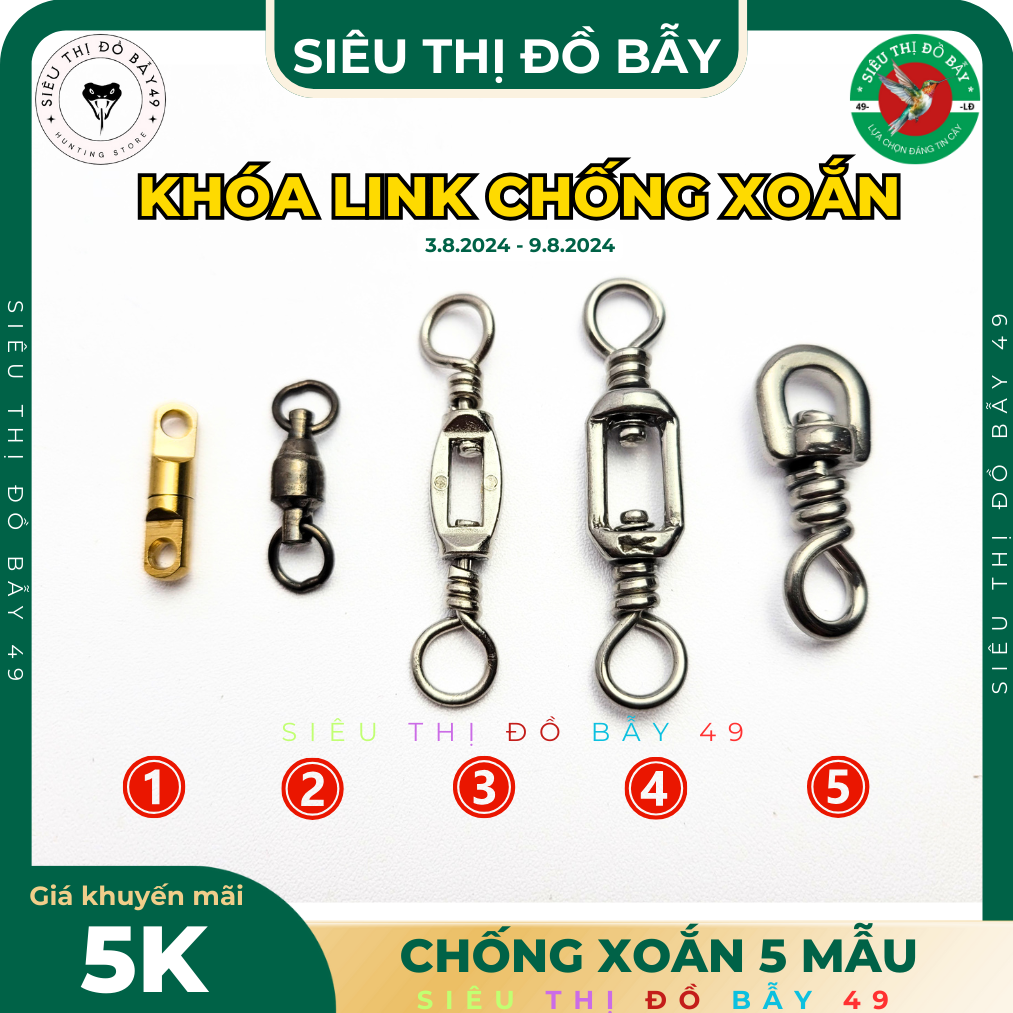 Khóa link chống xoắn 5 mẫu siêu bền