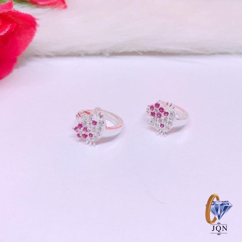 Bông tai bạc cho bé mèo kitty mẫu khoá tròn mới đẹp-JQN gian hàng chính hãng cam kết Bạc chuẩn Chất lượng không lo đen xỉn