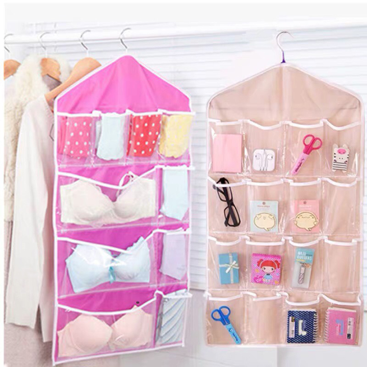 Túi đựng đồ lót, tất vớ 2 mặt nhiều ngăn có móc treo, tiện lợi dùng trong gia đình